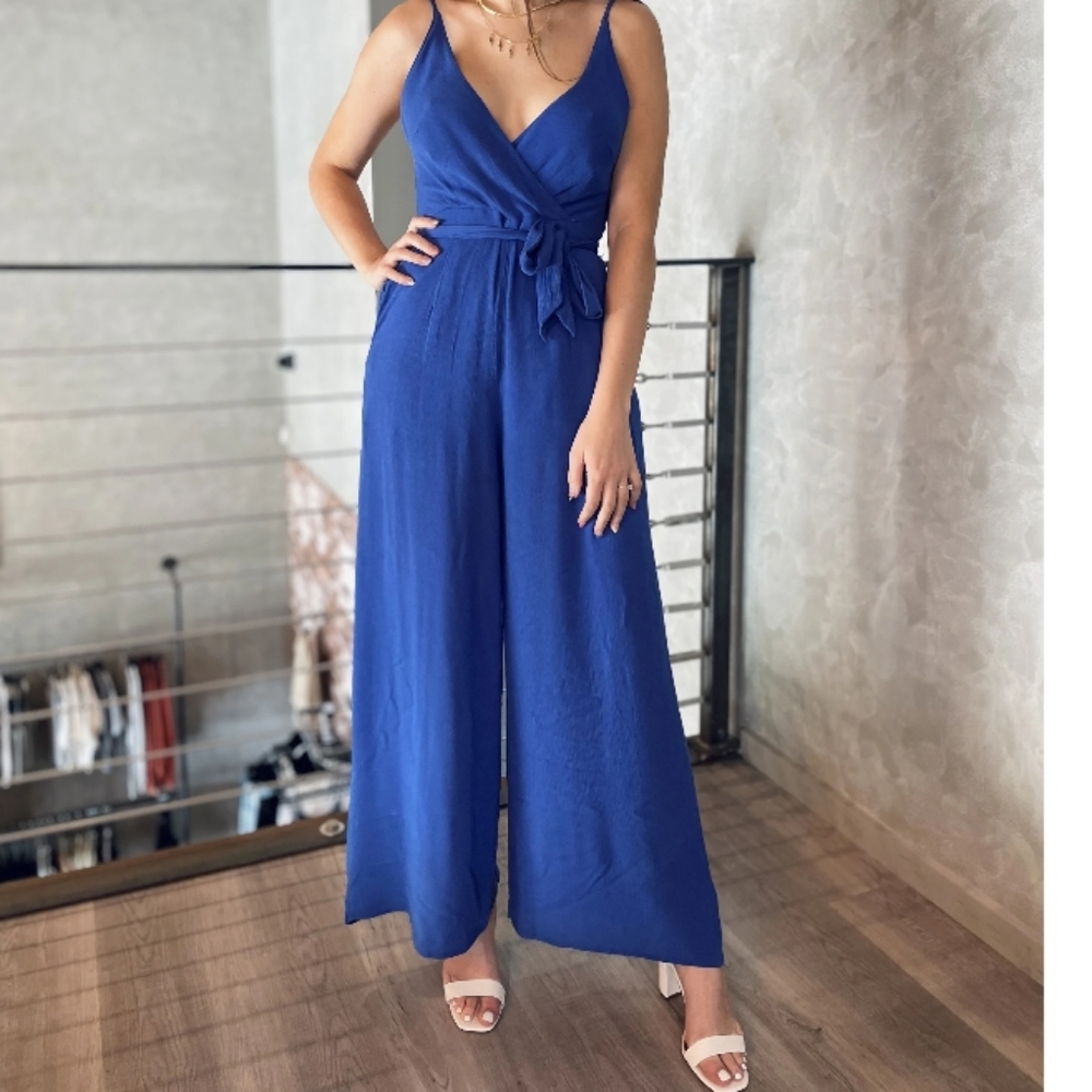FLYING TOMATO Royal Blue Wide Leg Romper Size M
